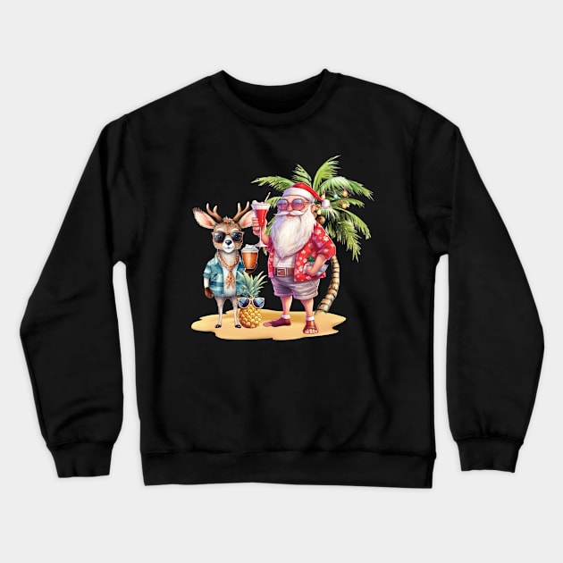 Christmas in July Santa Hawaiian Summer Crewneck Sweatshirt by AWESOME ART